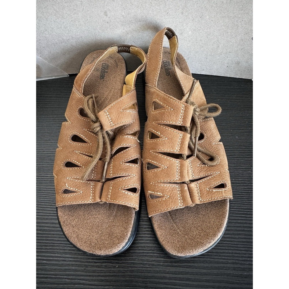 Cobbie Cuddlers Sandals Michaelane Slingback Brown Leather Wedge Size 10M